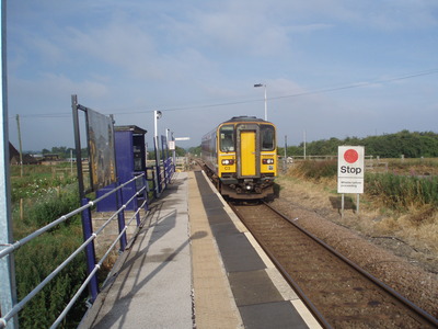 Barrow Haven: train with 'Stop' sign